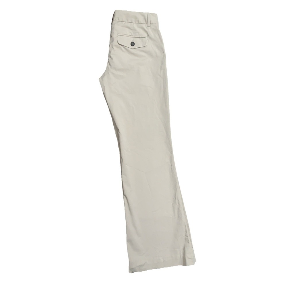 Gap Women's 2R Beige Straight Fit Flared Leg Stretch Mid Rise‎ Trouser Chino y2k